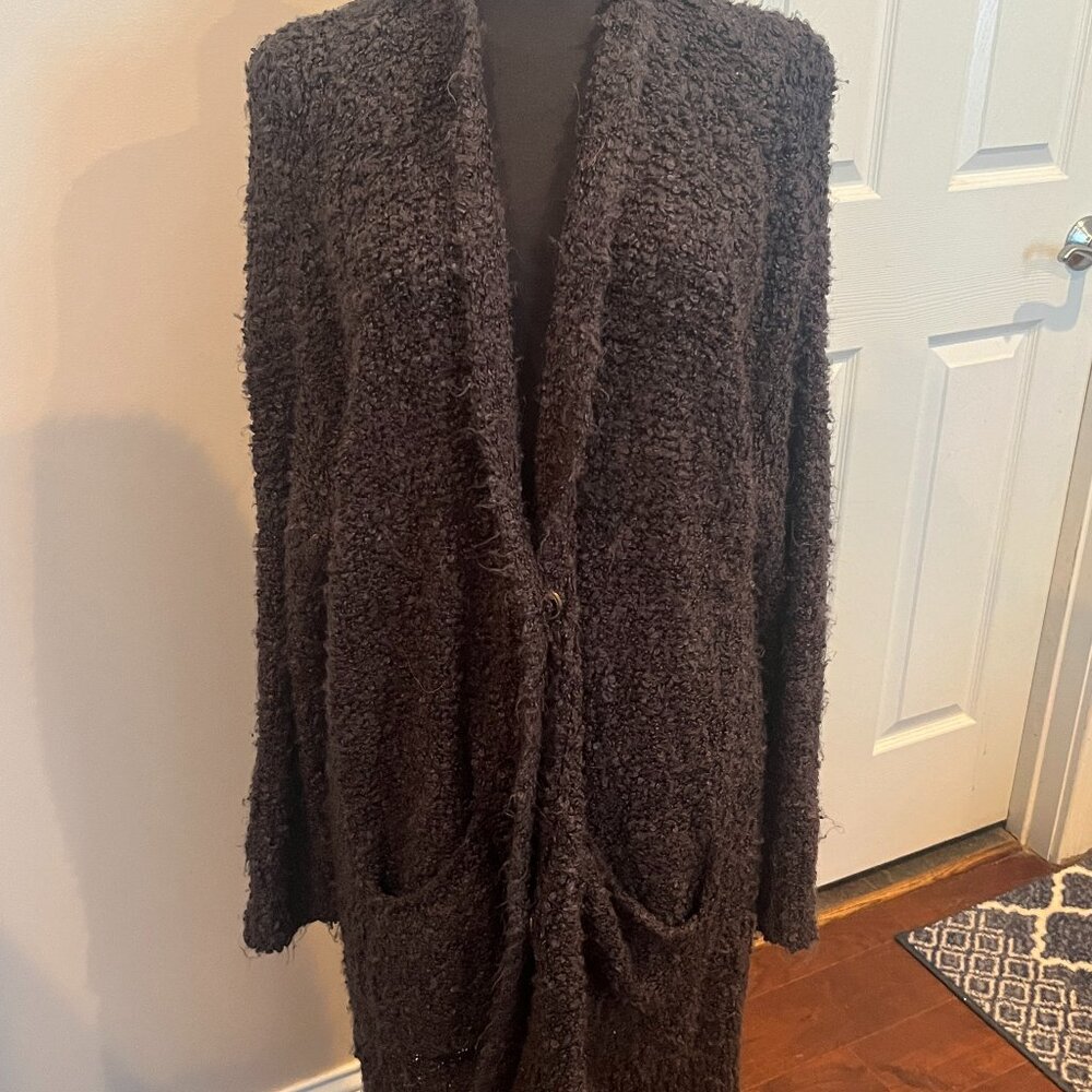 Long Black/Dark Gray Duster Cardigan